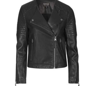 Topshop Faux Leather Jacket - Black - Size 6